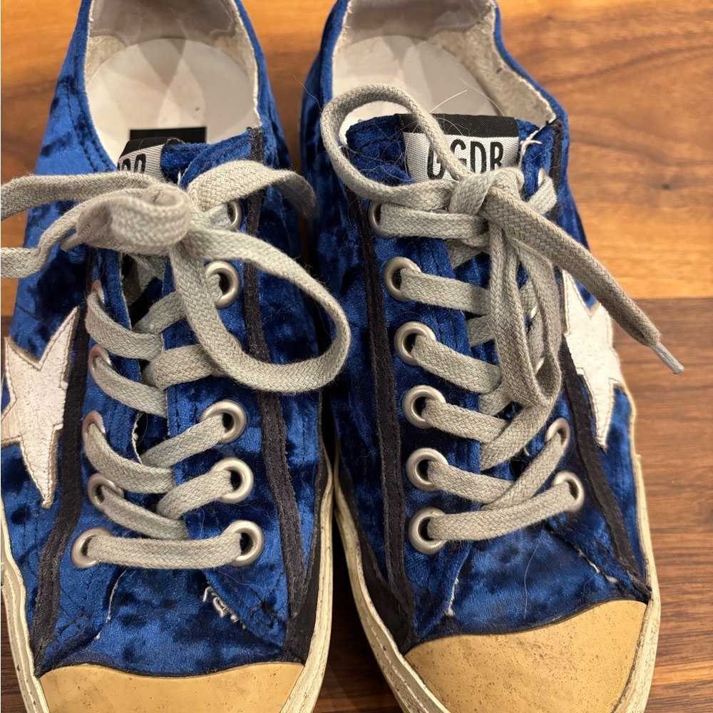 Golden Goose Blue and White Sneakers